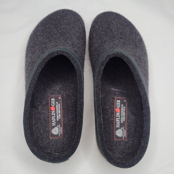 HAFLINGER GZL Charcoal Wool Felt Clog Size 39 Cork Winter Unisex - Picture 3 of 9